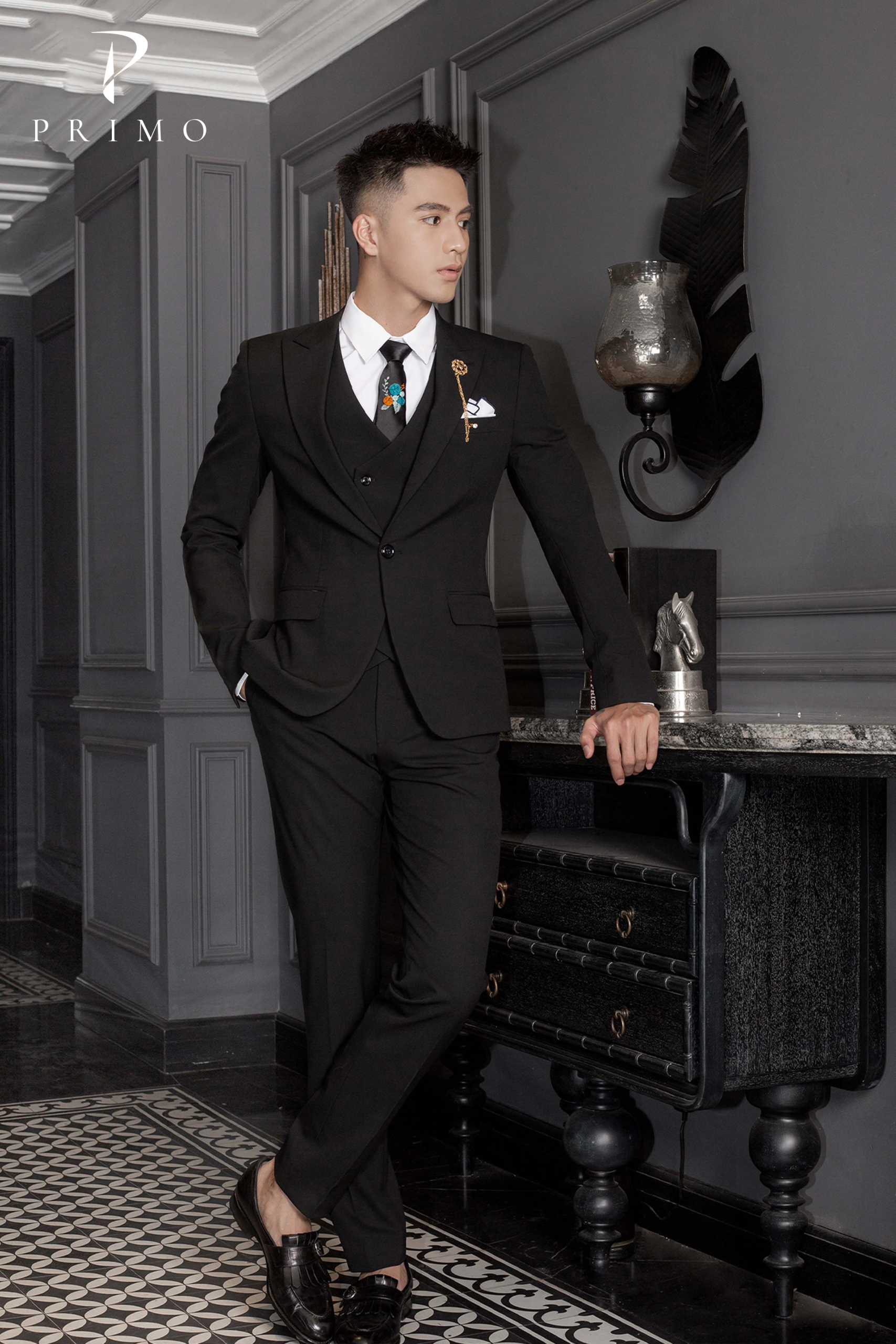 Bộ Suit Nam 1 Cúc Cao Cấp Primo – Đen Trơn - Ảnh 3