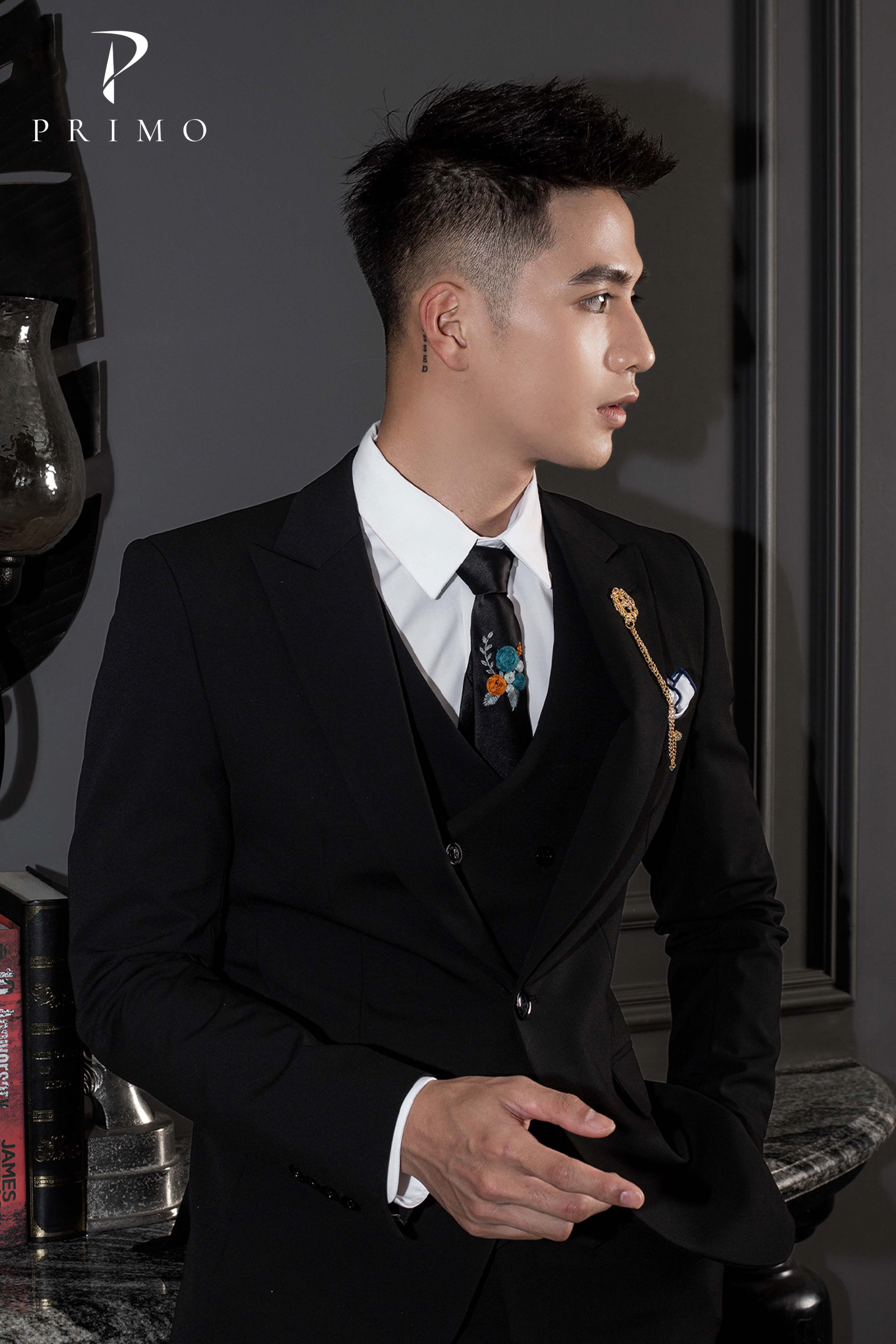 Bộ Suit Nam 1 Cúc Cao Cấp Primo – Đen Trơn