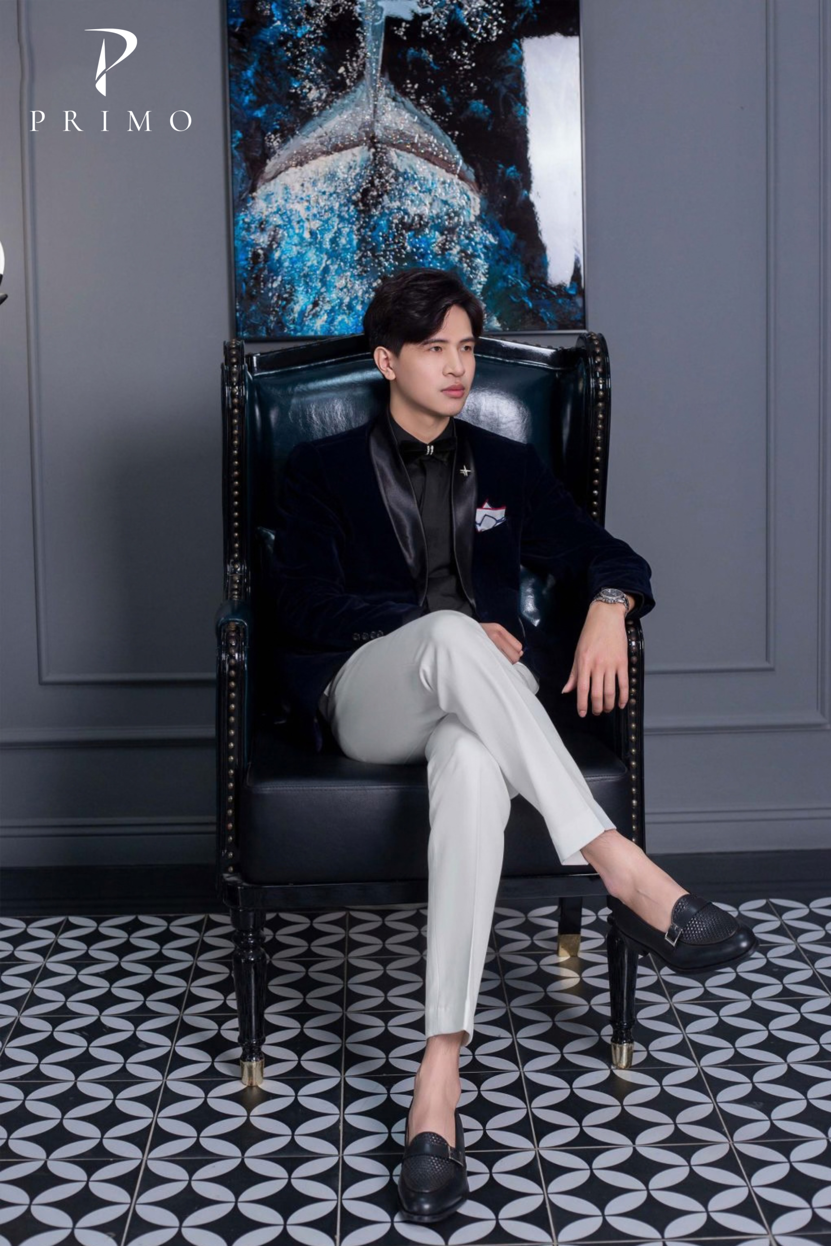 Bộ Suit Nam 2 Cúc Cao Cấp Primo – Nhung Xanh Đen - Ảnh 3
