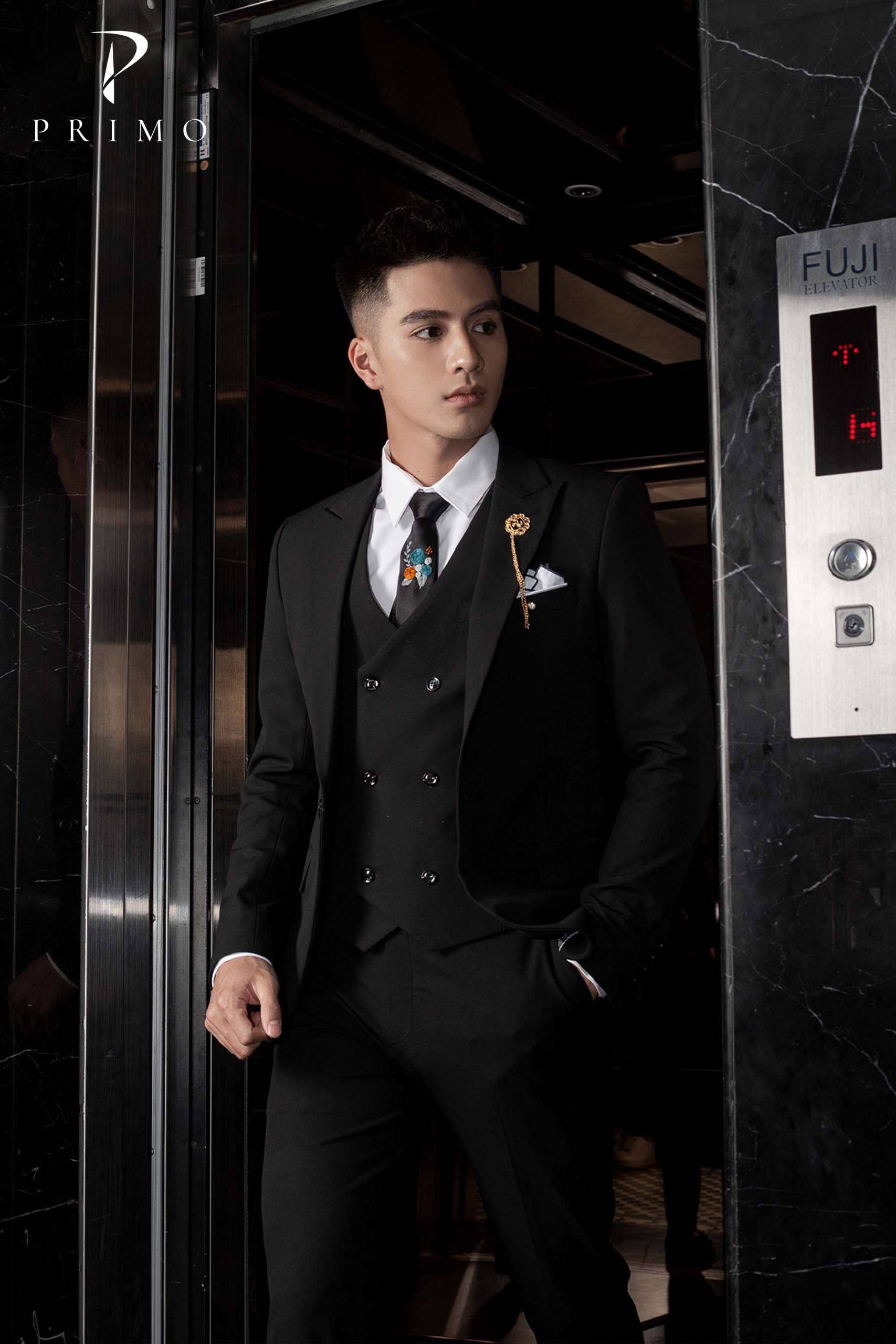 Bộ Suit Nam 1 Cúc Cao Cấp Primo – Đen Trơn - Ảnh 2